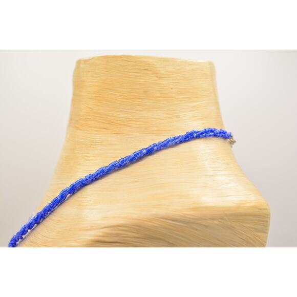 Nolan Miller Vintage Necklace Beaded Collar Metallic Royal Blue Signed BinP - Picture 10 of 12